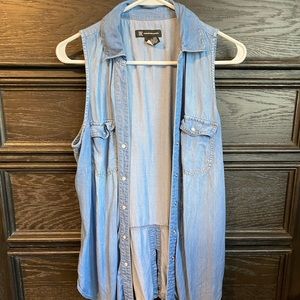 INC button up denim like vest